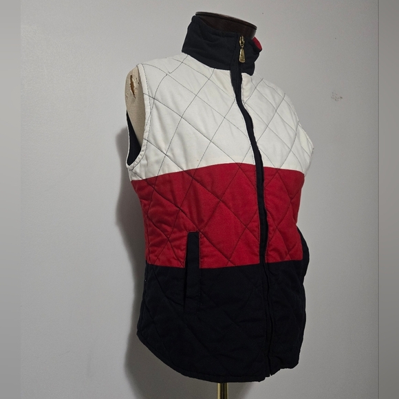 LISA CAMPIONE YACHTING navy/red/white quilted vest. Size 36/ large - Picture 2 of 11